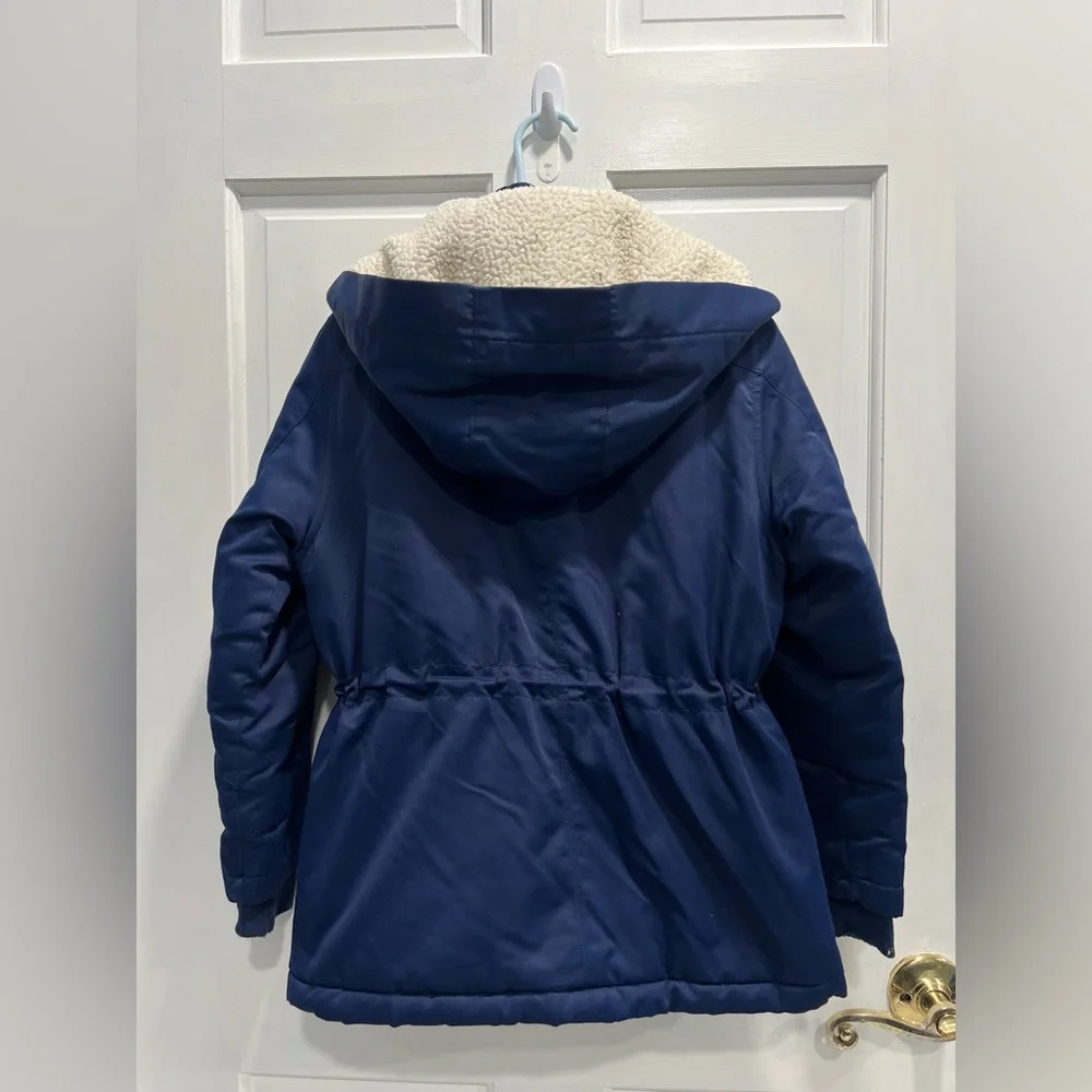 CAT & JACK Blue Full Zip Winter Hooded Pockets Coat SIZE 6/7 SM BOYS Pre Loved